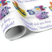 Papier Cadeau Dreidel 'Til You Drop Wrapping Papier pour Hanoukk (Coin rond)