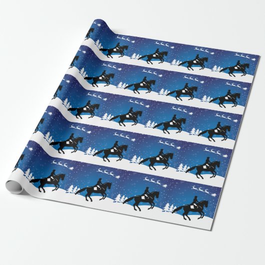 Papier Cadeau Dressage du Cheval de Noël hiver (Déroulé)