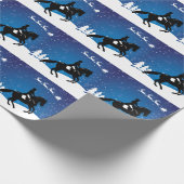Papier Cadeau Dressage du Cheval de Noël hiver (Coin)