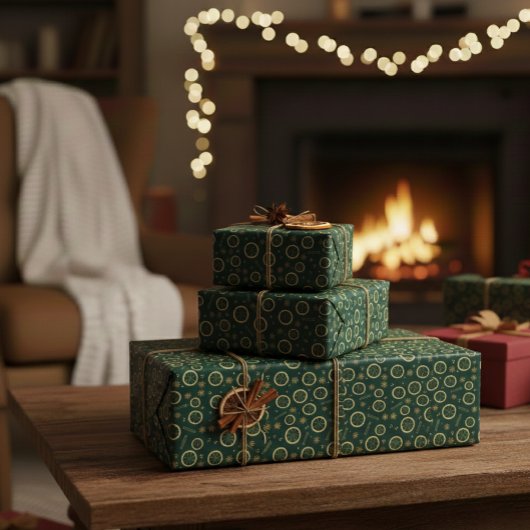 Papier Cadeau Dried Citrus & Gold Pattern Wrapping Paper