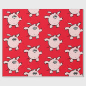 Papier Cadeau Drôle 5 dessin animé Cochon Choisir la couleur WP (Plat)
