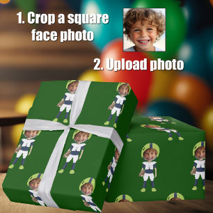 Papier Cadeau Drôle Ajouter Visage Enfant Photo Joueur Football