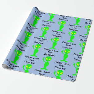 Papier Cadeau Drôle Alien Sci-Fi Cartoon Art Extraterrestre
