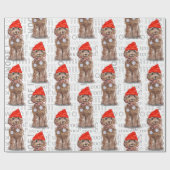 Papier Cadeau Drôle Amant chien Noël Cockapou Brown (Plat)