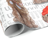Papier Cadeau Drôle Amant chien Noël Cockapou Brown (Coin rond)