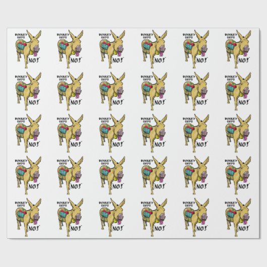 Papier Cadeau Drôle âne dit non ! (Plat)