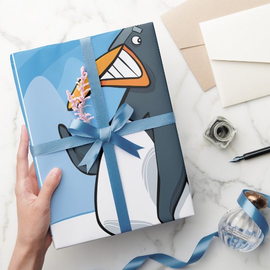 Papier Cadeau Drôle Angry Penguin Cartoon Cool