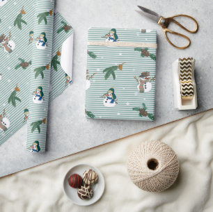 Papier Cadeau Drôle bonhomme de neige