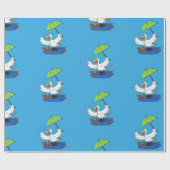 Papier Cadeau Drôle canard avec parapluie dessin animé (Plat)