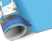 Papier Cadeau Drôle canard avec parapluie dessin animé (Coin rond)