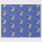 Papier Cadeau Drôle caricature de poisson de pêcheur (Plat)
