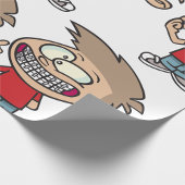 Papier Cadeau Drôle Cartoon Boy avec Braces Smile