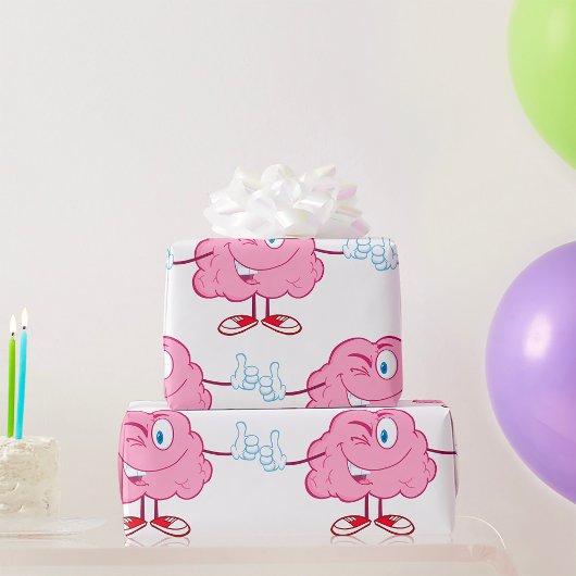 Papier Cadeau Drôle Cartoon Cerveau en train de Winking