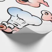 Papier Cadeau Drôle Cartoon Cochon Chef avec Casquette