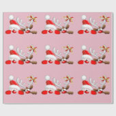 Papier Cadeau Drôle Cartoon de Noël Père Noël et Reindeer (Plat)