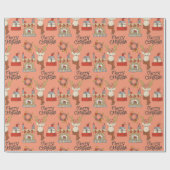 Papier Cadeau Drôle Cartoon Reindeer présente le Motif de Noël (Plat)