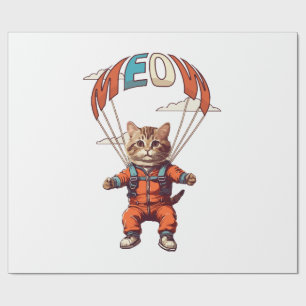 Papier Cadeau Drôle chat Skydiving