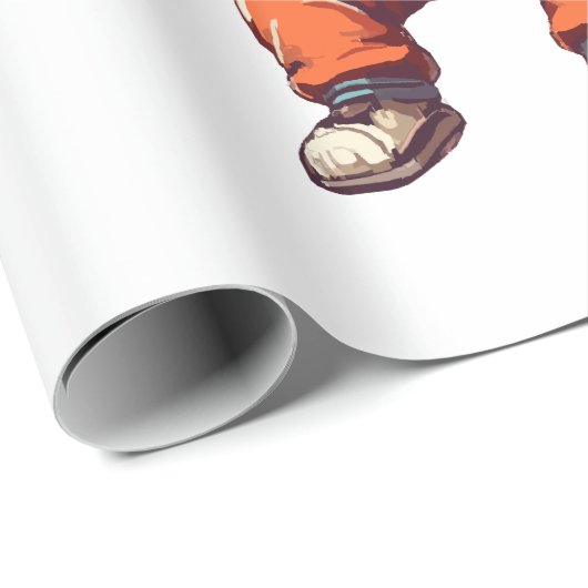 Papier Cadeau Drôle chat Skydiving (Coin rond)