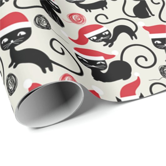 Papier Cadeau Drôle chatons Cute chatons Portant le chapeau du P (Coin rond)