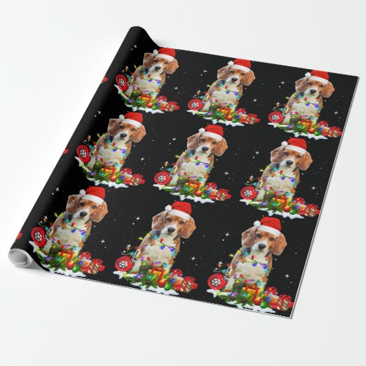 Papier Cadeau Drôle chien de Noël pour papa chien maman (Déroulé)