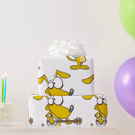 Papier Cadeau Drôle Chien Jouant Banjo Musique