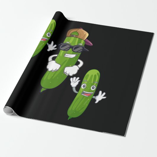 Papier Cadeau Drôle Concombre Picket Danser Nourriture (Déroulé)