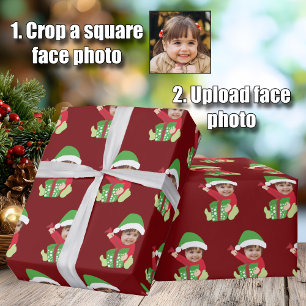 Papier Cadeau Drôle Coutume Enfants Photo Elfe Noël Rouge