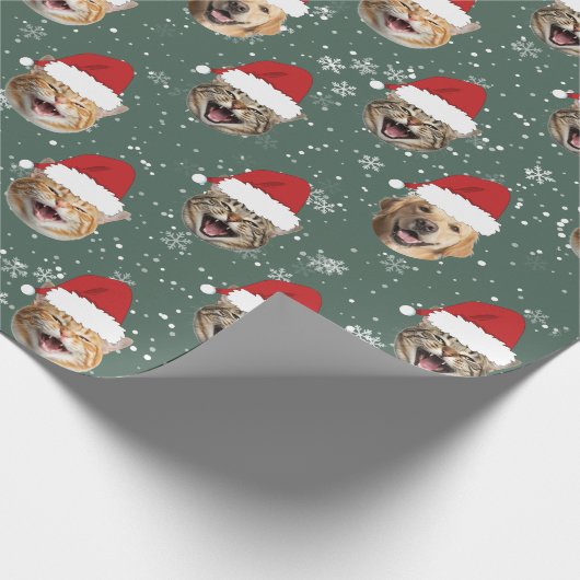 Papier Cadeau Drôle Custom Chien Chat 3 Visages Noël Chapeaux de (Coin)