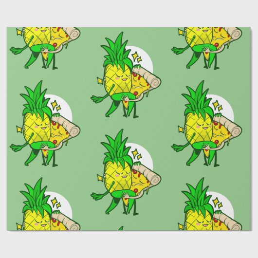 Papier Cadeau drôle d'amour ananas pizza kawaii (Plat)