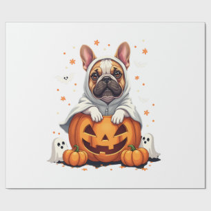 Papier Cadeau Drôle de Bulldog Anglais Fantôme Boo Halloween Fem