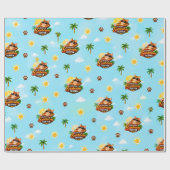 Papier cadeau drôle de chat d'été (Plat)