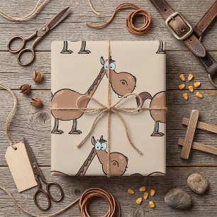 Papier Cadeau Drôle de cheval derpy Cheval brun idiot