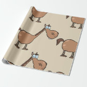 Papier Cadeau Drôle de cheval derpy Cheval brun idiot (Déroulé)