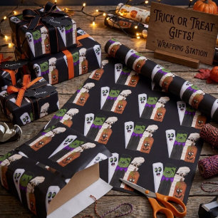 Papier Cadeau Drôle de Fantôme de Frankenstein Citrouille Homme