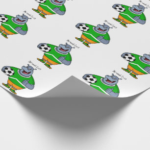 Papier Cadeau Drôle de joueur de football hippo dessin humoristi