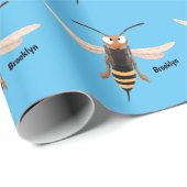 Papier Cadeau Drôle dessin animé de guêpe à cornet en colère (Coin rond)