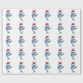 Papier Cadeau Drôle dessin animé de requin de Noël (Plat)