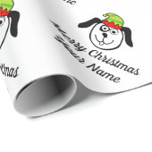 Papier Cadeau Drôle dessin sur les elfes de chien personnalisées (Coin rond)