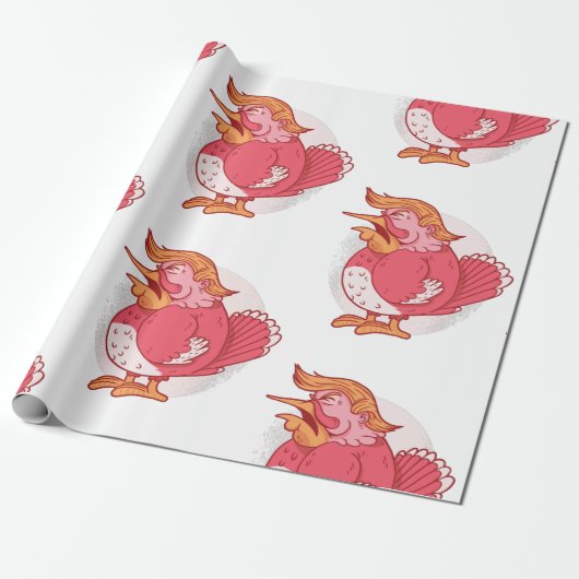 Papier Cadeau drôle donald trump thanksgiving turkey rose (Déroulé)