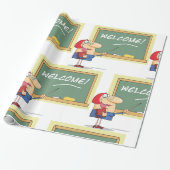 Papier Cadeau Drôle enseignant de dessin animé Bienvenue à l'éco (Déroulé)