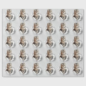 Papier Cadeau Drôle Gray Cat Popping à travers l'illusion du pap (Plat)