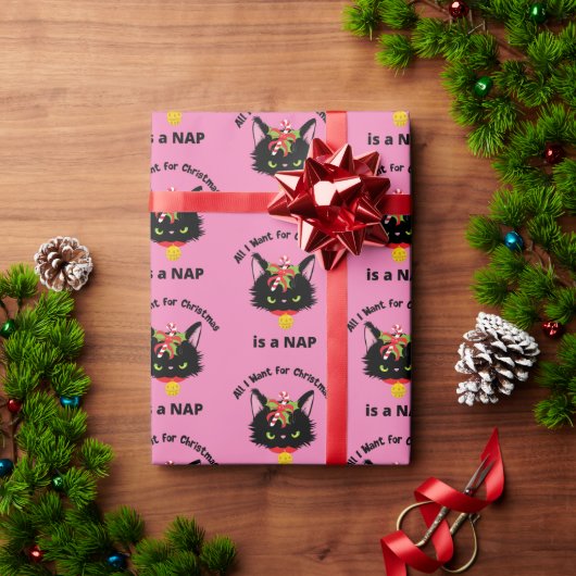 Papier Cadeau Drôle Grumpy Christmas Chat (Cadeau de vacances)