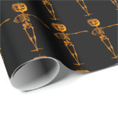 Papier Cadeau Drôle Halloween Skeleton Dancer (Coin rond)