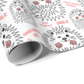 Papier Cadeau Drôle Hérisson. Bonne Journée Personnalisable (Coin rond)