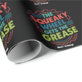 Papier Cadeau Drôle Idiom Retro Squeaky Wheel obtient Grease (Coin rond)
