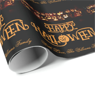Papier Cadeau Drôle Jack o'Lantern Citrouilles Happy Halloween