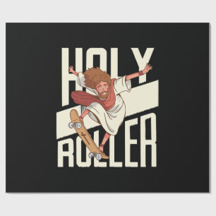 Papier Cadeau Drôle Jésus patin à roulettes Holy Roller