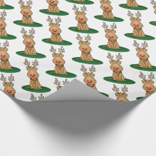 Papier Cadeau Drôle Jingle Ce Chien Rinde Du Nez Rouge Mignonne