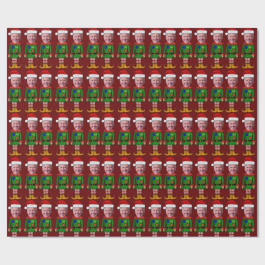 Papier Cadeau Drôle Joe Biden Elf Personnalisé Visage Noël (Plat)
