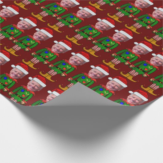 Papier Cadeau Drôle Joe Biden Elf Personnalisé Visage Noël (Coin)